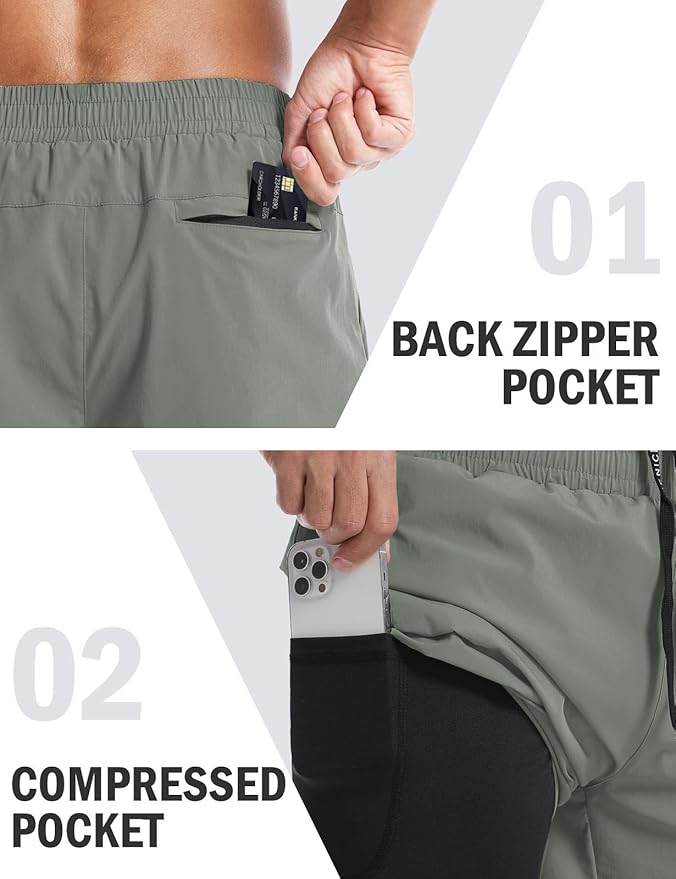 Aolesy Men's 5''/7'' Running Shorts Quick Dry Workout Gym Shorts with Pockets, Tennis Training Athletic（Linerless & Liner）
