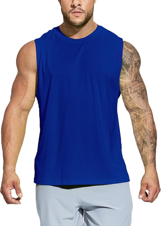 MIER Men's Workout Tank Tops UPF 50+ Swim Shirts Quick Dry Running Sleeveless UV Protection Muscle Tees