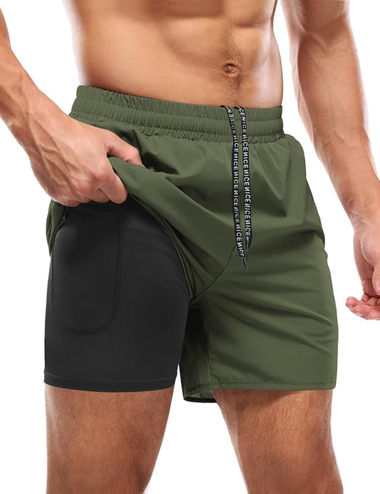 Aolesy Men's 5''/7'' Running Shorts Quick Dry Workout Gym Shorts with Pockets, Tennis Training Athletic（Linerless & Liner）