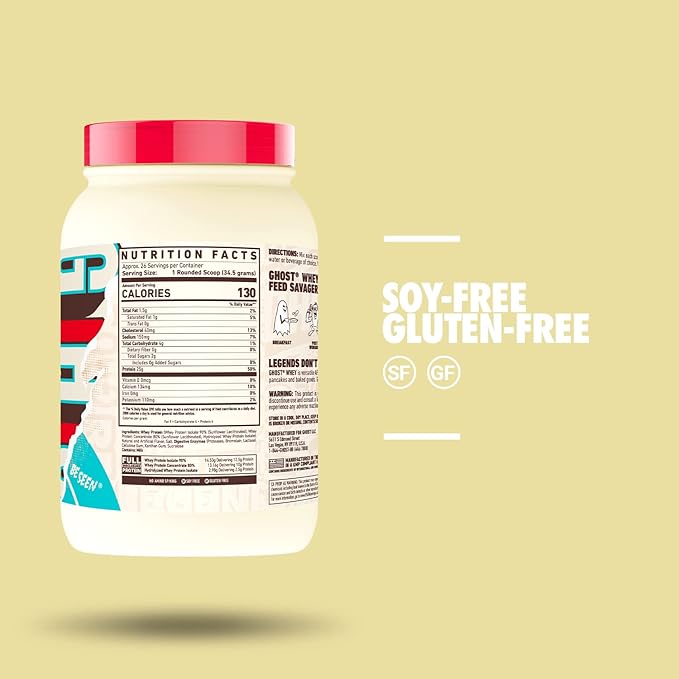 GHOST Whey Protein Powder, Cereal Milk - 2LB, 25G of Protein - Whey Protein Blend - ­Post Workout Fitness & Nutrition Shakes, Smoothies, Baking & Cooking - Soy & Gluten-Free