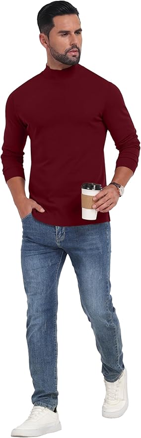 Sailwind Men's Mock Turtleneck Long Sleeve Shirt Cotton Basic Thermal Undershirt Lightweight Pullover