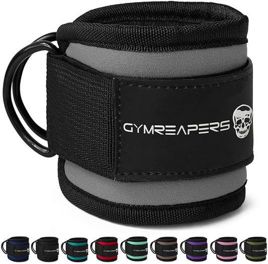Gymreapers Ankle Straps For Cable Machine Kickbacks, Glute Workouts, Lower Body Exercises - Adjustable Leg Straps with Neoprene Padding