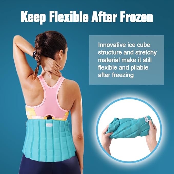 Ice Pack for Back Pain Relief, 2 Hours Long Lasting Cold Lower Back Wrap, FSA Eligible, Flexible Cold Pack for Lumbar Pain, Sciatica, Coccyx, Herniated or Degenerative Disc, Surgery