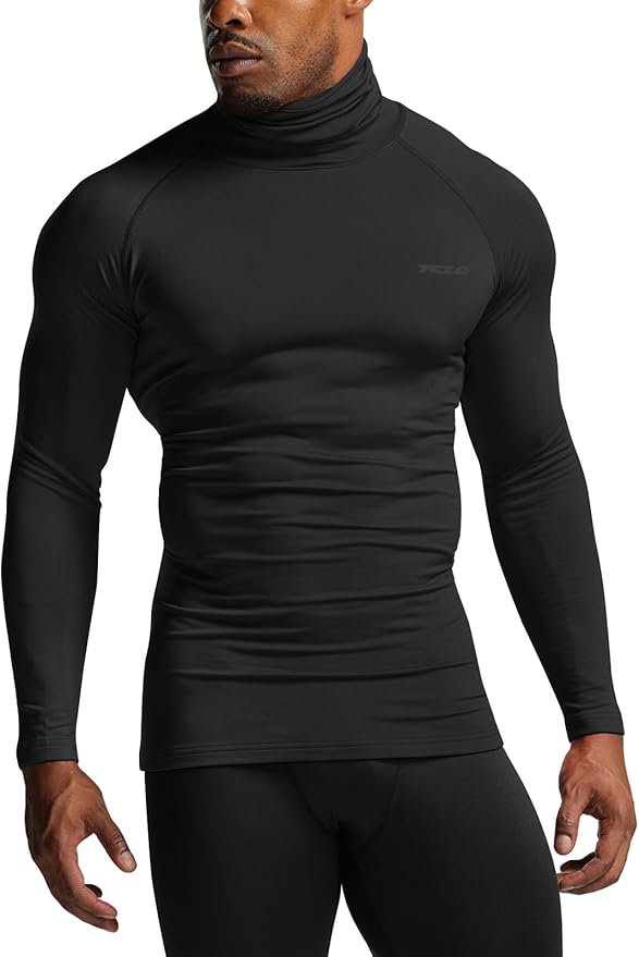TSLA Men's Thermal Long Sleeve Compression Shirts, Mock/Turtleneck Winter Sports Running Base Layer Top