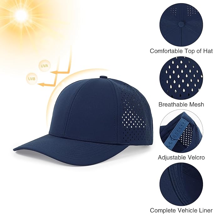 Quick Dry Baseball Cap Curved Brim Snapback Hat Laser Cut Mesh Ball Cap Golf Ball Cap for Men Women