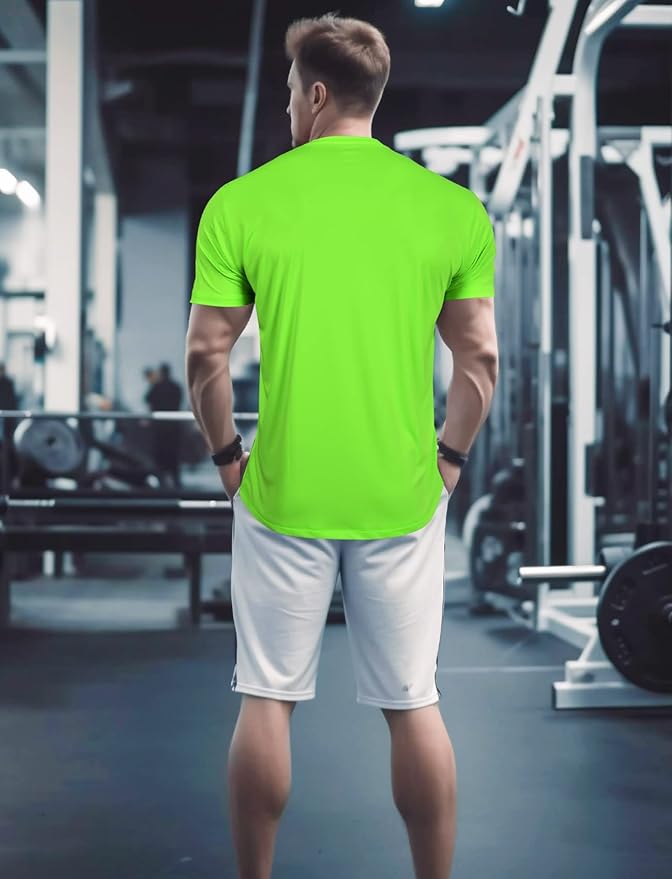 Mens Workout Shirts Fitted, Quick Dry Gym Tshirts Running Athletic Top Moisture Wicking Tee