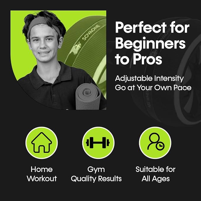 Ab Roller Wheel – 4-in-1 Ab Roller Kit with Knee Mat, Jump Rope & Resistance Band – Core & Abs Workout Equipment for Home Gym – Abdominal Exercise Wheel for Men & Women