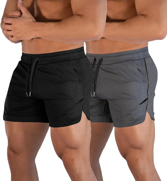 FLYFIREFLY Men's Gym Workout Shorts Running Lightweight Athletic Short Pants Bodybuilding Training