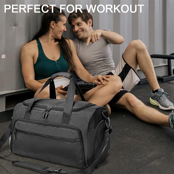Gym Bag for Men Women, Small Fitness Workout Sports Bag with Wet Pocket & Shoes Compartment, Water Resistant Overnight Weekender Duffel Bag