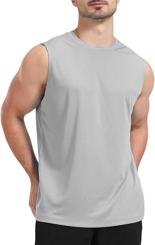 Men's Sleeveless UPF 50+ Swim Shirts Quick Dry Workout Tank Top UV Protection Running Gym Muscle T Shirts