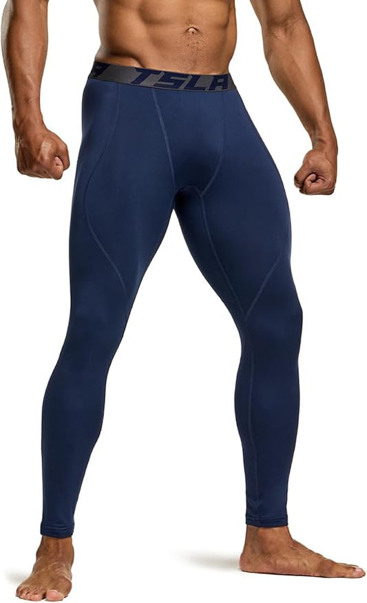 TSLA Men's Thermal Compression Pants, Athletic Sports Leggings & Running Tights, Wintergear Base Layer Bottoms