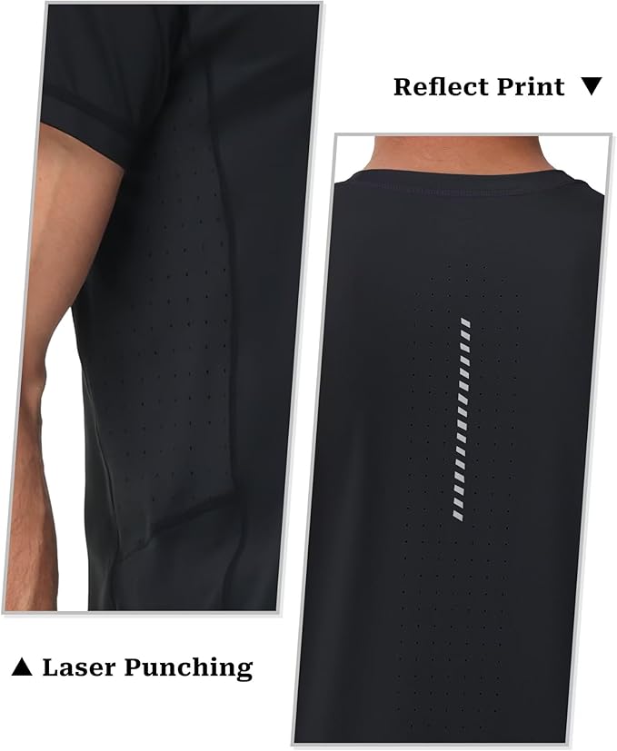 Yundobop Men's Athletic Workout T-Shirt Breathable Short Sleeve UPF 50+ Running Tee