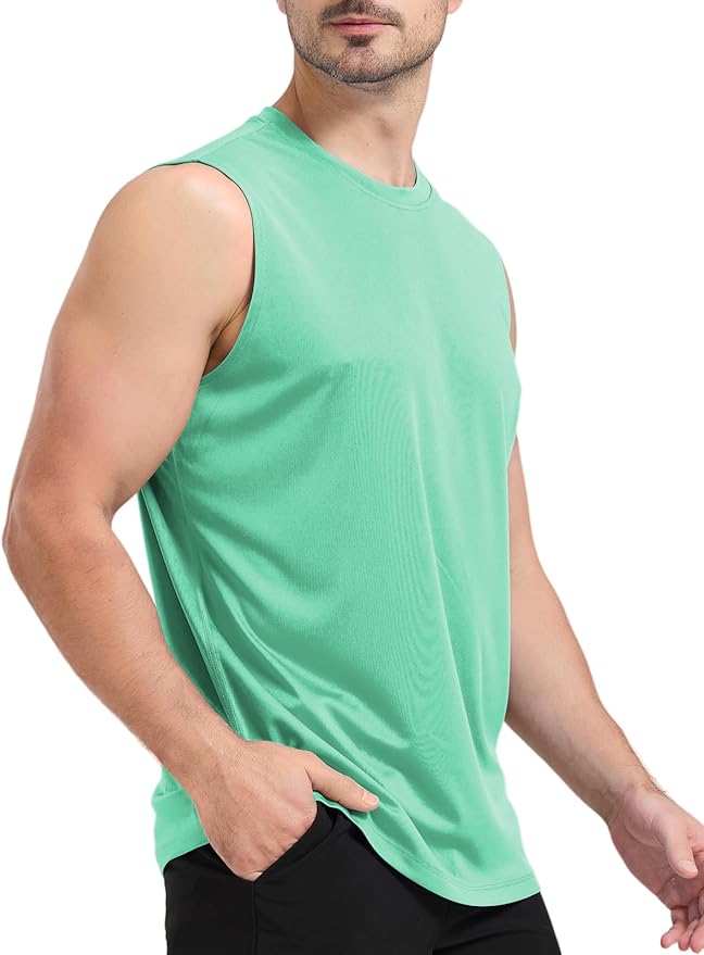 Men's Sleeveless UPF 50+ Swim Shirts Quick Dry Workout Tank Top UV Protection Running Gym Muscle T Shirts