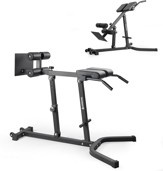 LIONSCOOL Heavy-Duty Adjustable Roman Chair - Back Extension Bench with Multiple Adjustment Functions- Hyperextension Bench Perfect for Home Gym