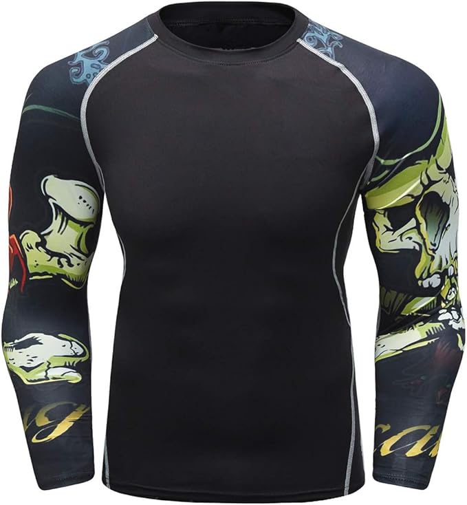 Men's Soft Fit Long Sleeve Workout Rashguard Cool Dry Compression Fitness Shirt