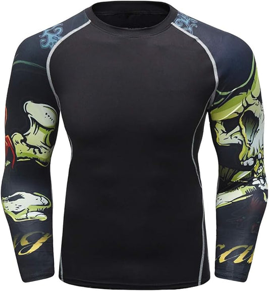 Men's Soft Fit Long Sleeve Workout Rashguard Cool Dry Compression Fitness Shirt