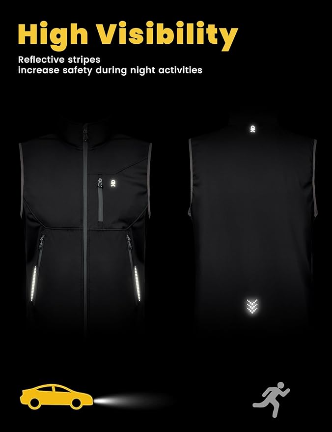 Little Donkey Andy Men's Lightweight Softshell Vest Windproof Sleeveless Jacket for Travel Hiking Running Golf