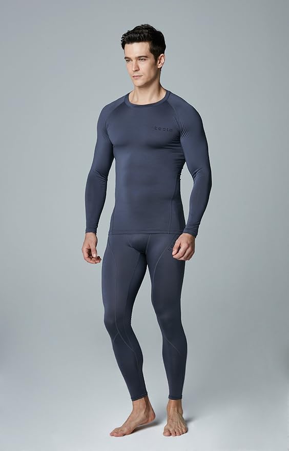 TSLA Men's Thermal Long Sleeve Compression Shirts, Athletic Base Layer Top, Winter Gear Running T-Shirt
