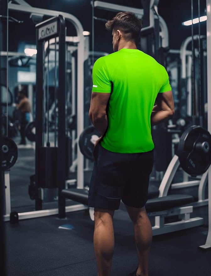 Mens Workout Shirts Fitted, Quick Dry Gym Tshirts Running Athletic Top Moisture Wicking Tee