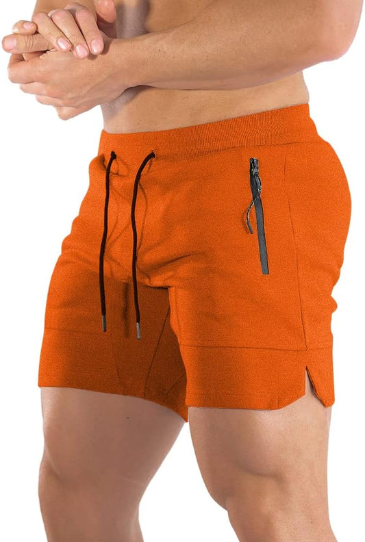 PIDOGYM Men's 5" Gym Workout Shorts,Fitted Jogging Short Pants for Bodybuilding Running Training with Zipper Pockets