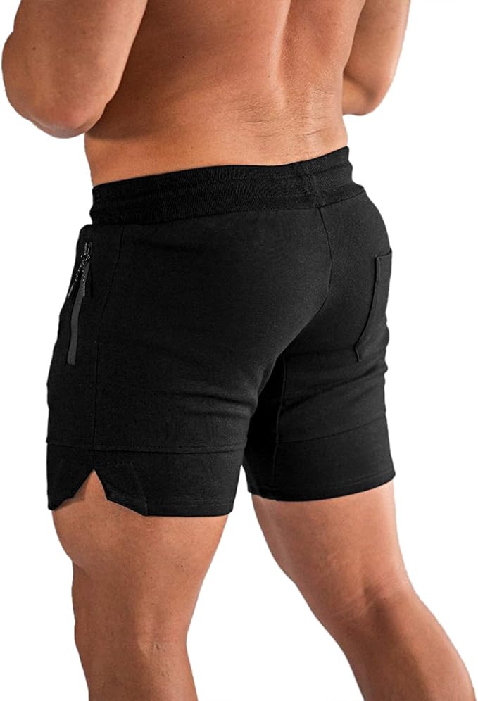 PIDOGYM Men's 5" Gym Workout Shorts,Fitted Jogging Short Pants for Bodybuilding Running Training with Zipper Pockets