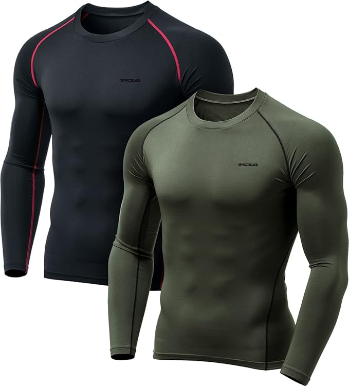 TSLA Men's Thermal Long Sleeve Compression Shirts, Athletic Base Layer Top, Winter Gear Running T-Shirt