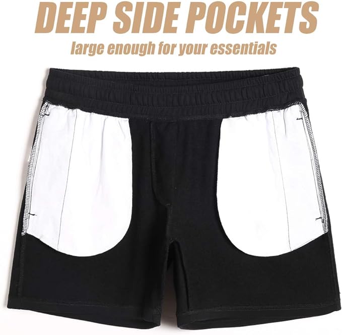 maamgic Mens Athletic Gym Shorts 5.5" Elastic Waist Casual Pajama Pocket Jogger Men Workout Short Pants