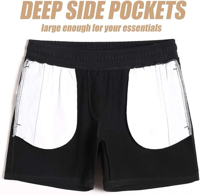 maamgic Mens Athletic Gym Shorts 5.5" Elastic Waist Casual Pajama Pocket Jogger Men Workout Short Pants