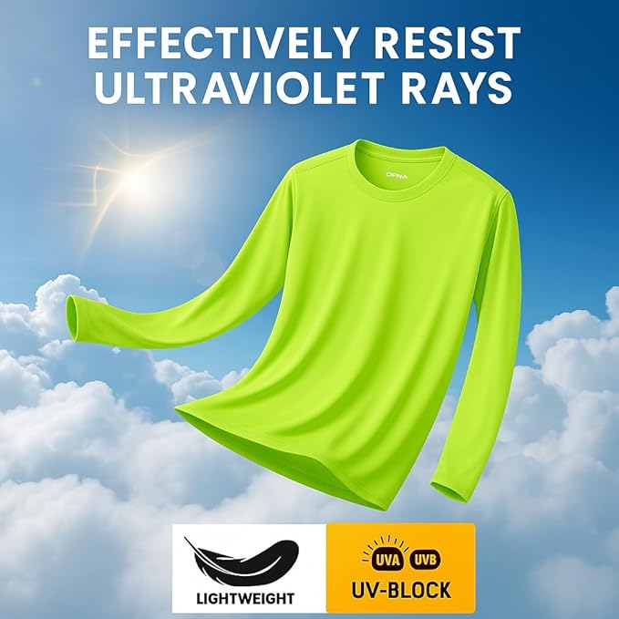 Men's Long Sleeve Moisture Wicking Athletic Shirts, Dry Fit Long Sleeve UV Protection Shirts Men for Workout, Running, Hiking