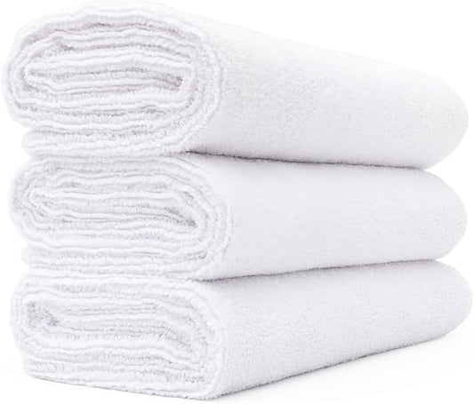The Rag Company - Sport Towel - Gym, Exercise, Fitness, Sport, Ultra Soft, Super Absorbent, Fast Drying Premium Microfiber, 320gsm, 16in x 27in, White (3-Pack)