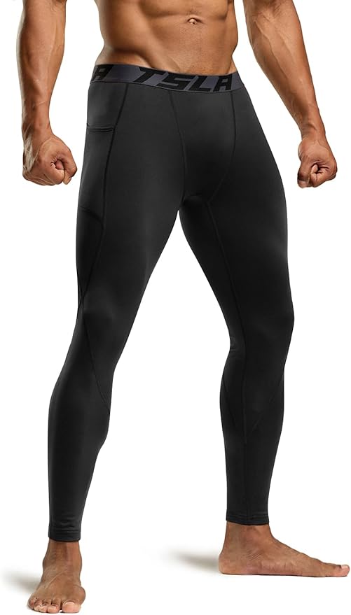 TSLA Men's Thermal Compression Pants, Athletic Sports Leggings & Running Tights, Wintergear Base Layer Bottoms