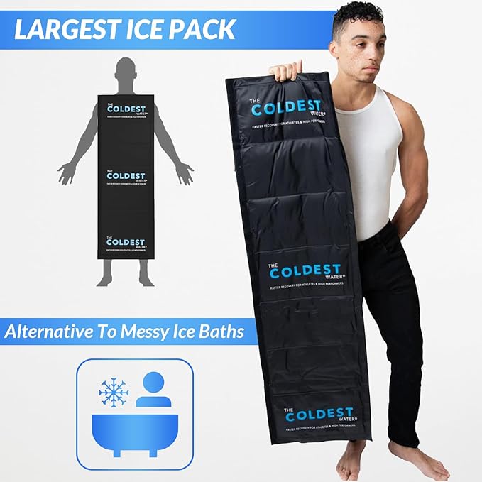 Coldest Extra Large Ice Pack for Back and Full Body - Cold Compress for Pain Relief, Ice Blanket for Sleeping or Ice Pad Physical Therapy - Folds Compact (53" x 13" - Full Body)