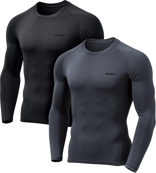 TSLA Men's Thermal Long Sleeve Compression Shirts, Athletic Base Layer Top, Winter Gear Running T-Shirt