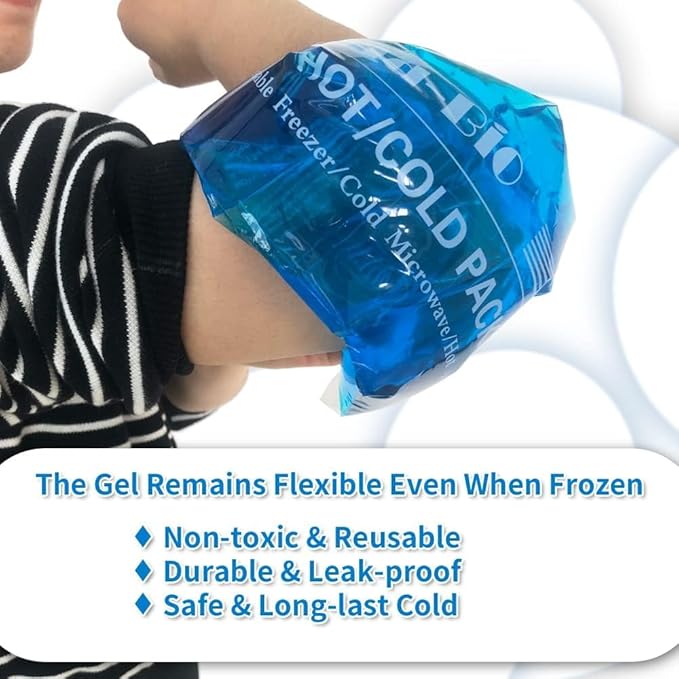 Gel Ice Packs for Injuries Reusable Gel Cold Compress for Shoulder, Knee, Back and Neck - Hot and Cold Packs for Pain, Injury, Surgery - Flexible Soft Ice Pack for Injury (12.4" x 8.3" 2 Packs)