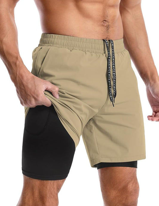 Aolesy Men's 5''/7'' Running Shorts Quick Dry Workout Gym Shorts with Pockets, Tennis Training Athletic（Linerless & Liner）