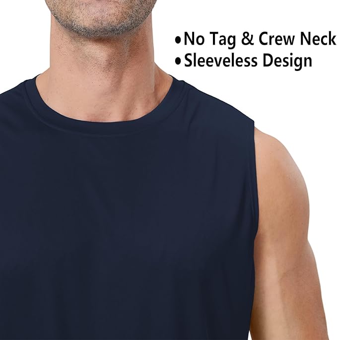 Men's Sleeveless UPF 50+ Swim Shirts Quick Dry Workout Tank Top UV Protection Running Gym Muscle T Shirts