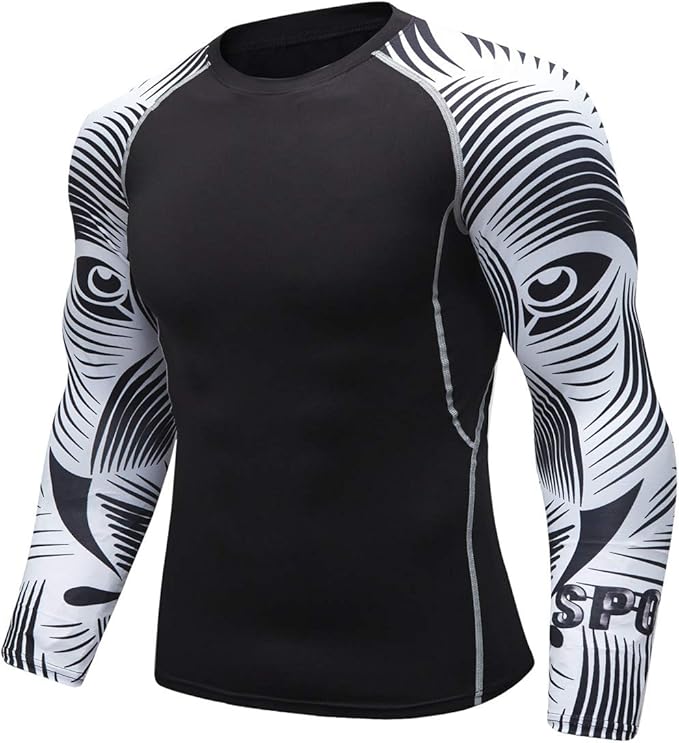 Men's Soft Fit Long Sleeve Workout Rashguard Cool Dry Compression Fitness Shirt
