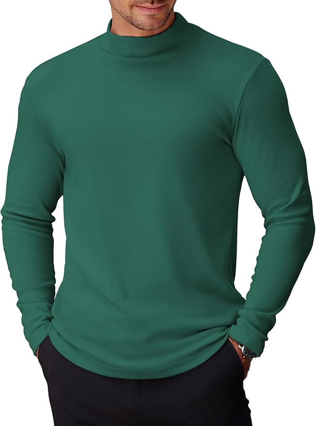 COOFANDY Mens Mock Turtleneck Long Sleeve Shirts Basic Thermal Turtle Neck Undershirt Lightweight Pullover Sweaters Top
