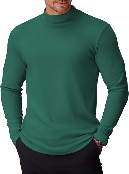 COOFANDY Mens Mock Turtleneck Long Sleeve Shirts Basic Thermal Turtle Neck Undershirt Lightweight Pullover Sweaters Top
