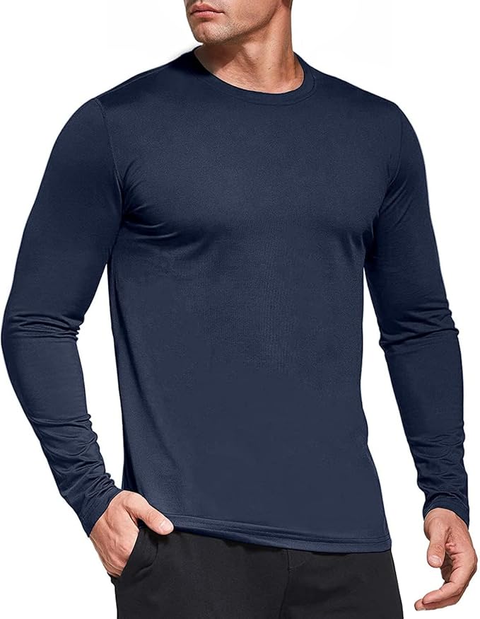 Men's 1, 3 or 5 Pack Performance Long Sleeve T-Shirts, UPF 50+ Sun Protection Shirts, Athletic Gym Workout Shirts for Running