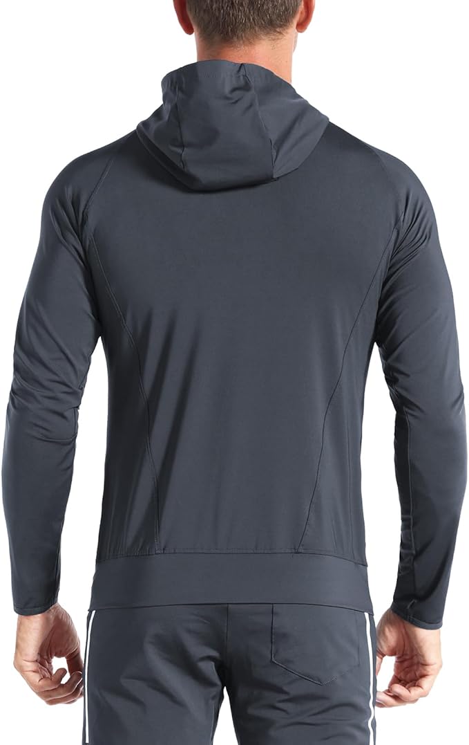 BROKIG Mens WindBreak Lightweight Running Jackets with Zip Pocket, Workout Track Hoodie Athletic Gym Sweatshirts Men