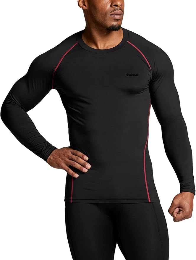 TSLA Men's Thermal Long Sleeve Compression Shirts, Athletic Base Layer Top, Winter Gear Running T-Shirt