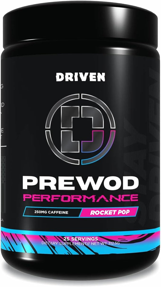Driven PREWOD Energy Drink Powder, 25 Servings - Pre-Workout Supplement wit- Boosts Energy, Focus, Strength, & Endurance for High-Intensity Training (Performace, Rocket Pop)