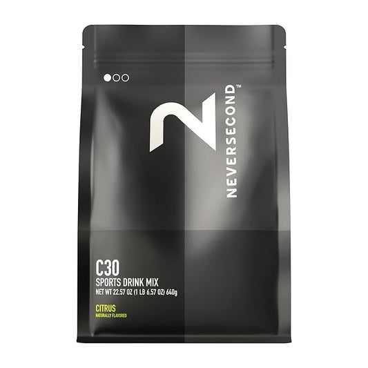 Neversecond C30 Sports Drink, High-Performance Electrolyte Hydration & Carbohydrates, Never2 Sports Drink for Triathlons, Cycling, & Marathons – Citrus - (640g, 20 Serving-Count)