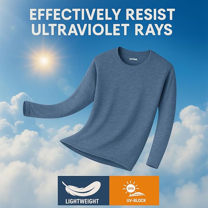 Men's Long Sleeve Moisture Wicking Athletic Shirts, Dry Fit Long Sleeve UV Protection Shirts Men for Workout, Running, Hiking