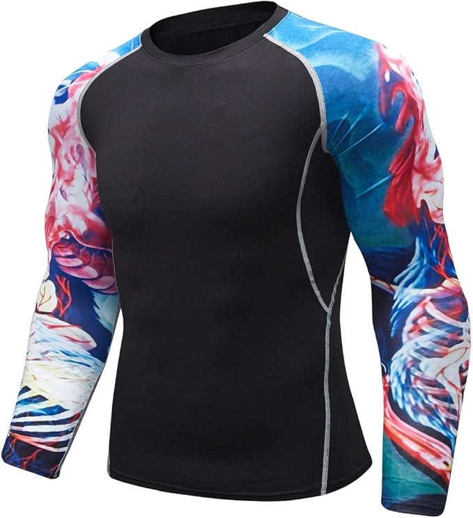 Men's Soft Fit Long Sleeve Workout Rashguard Cool Dry Compression Fitness Shirt