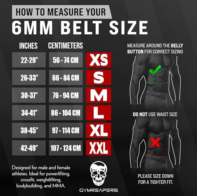 Gymreapers Weightlifting Belt 6MM Genuine Leather - Double Prong Power Belt Heavy Duty 4-Inch Wide - Strong, Stabilizing Back Support For Deadlifts, Squats Powerlifting