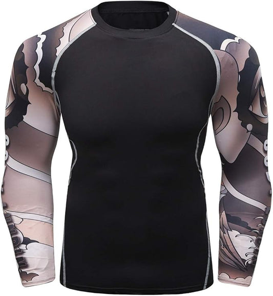 Men's Soft Fit Long Sleeve Workout Rashguard Cool Dry Compression Fitness Shirt