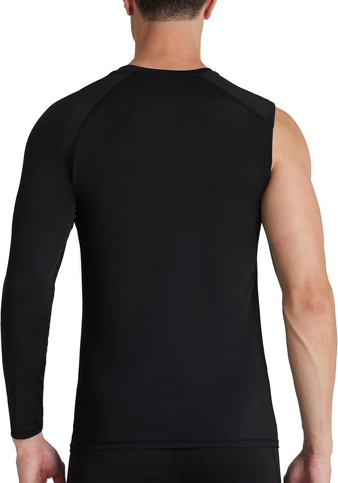 Mens One Arm Sleeve Compression Shirts 1/2 Long Sleeve Athletic Base Layer Undershirt Basketball Workout Top