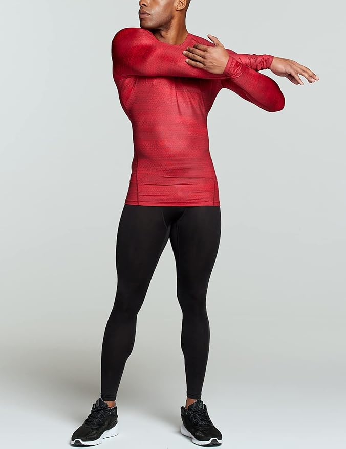 TSLA Men's UPF 50+ Compression Shirts, Cool Dry Long Sleeve Athletic Tops, Sports Baselayer Workout Shirt